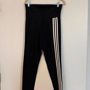 Adidas Kids Black Leggings with Triple White Stripes